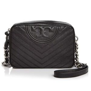Tory Burch Fleming distressed crossbody camera black bag